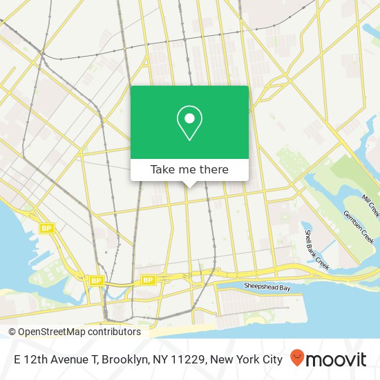 Mapa de E 12th Avenue T, Brooklyn, NY 11229