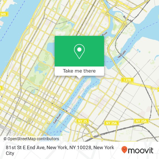 Mapa de 81st St E End Ave, New York, NY 10028