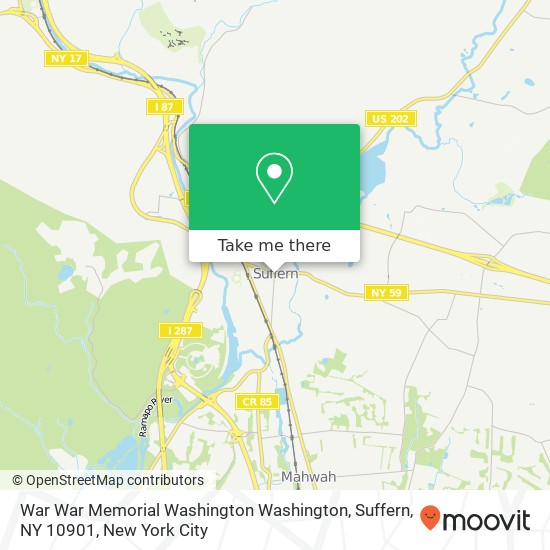Mapa de War War Memorial Washington Washington, Suffern, NY 10901