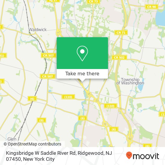 Mapa de Kingsbridge W Saddle River Rd, Ridgewood, NJ 07450