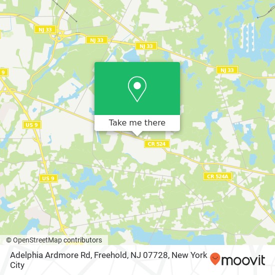 Mapa de Adelphia Ardmore Rd, Freehold, NJ 07728