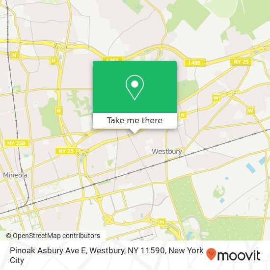 Pinoak Asbury Ave E, Westbury, NY 11590 map