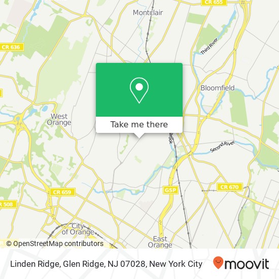 Mapa de Linden Ridge, Glen Ridge, NJ 07028
