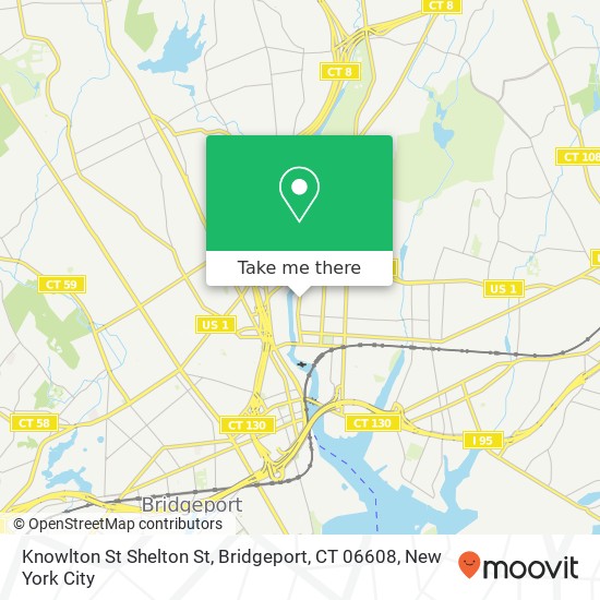 Mapa de Knowlton St Shelton St, Bridgeport, CT 06608