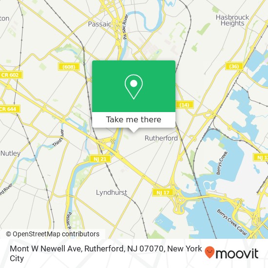 Mapa de Mont W Newell Ave, Rutherford, NJ 07070