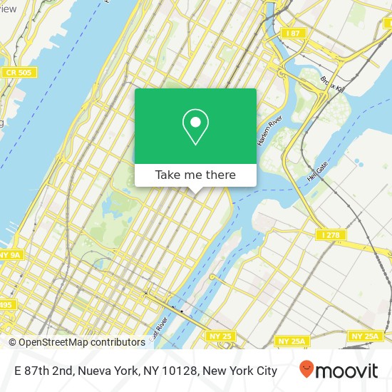 Mapa de E 87th 2nd, Nueva York, NY 10128