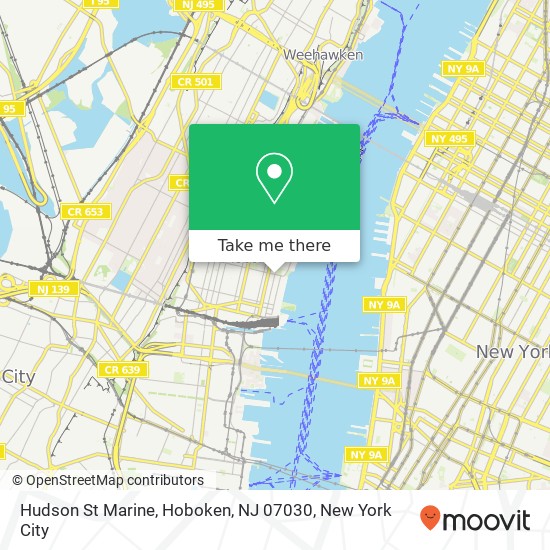 Mapa de Hudson St Marine, Hoboken, NJ 07030