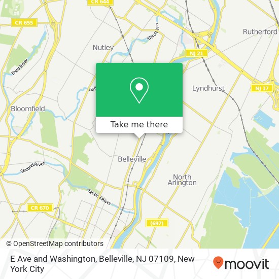 Mapa de E Ave and Washington, Belleville, NJ 07109