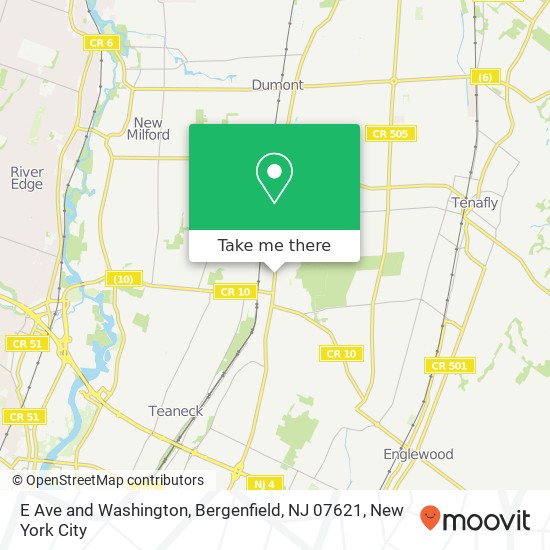 Mapa de E Ave and Washington, Bergenfield, NJ 07621