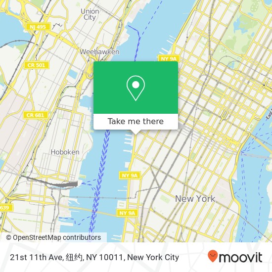 Mapa de 21st 11th Ave, 纽约, NY 10011