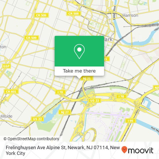 Frelinghuysen Ave Alpine St, Newark, NJ 07114 map