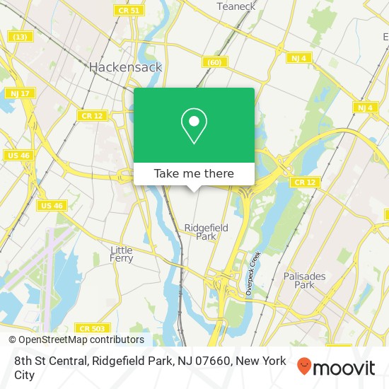 Mapa de 8th St Central, Ridgefield Park, NJ 07660