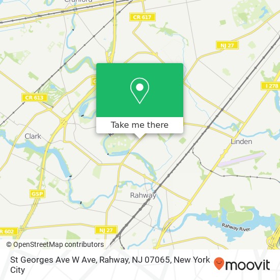 Mapa de St Georges Ave W Ave, Rahway, NJ 07065