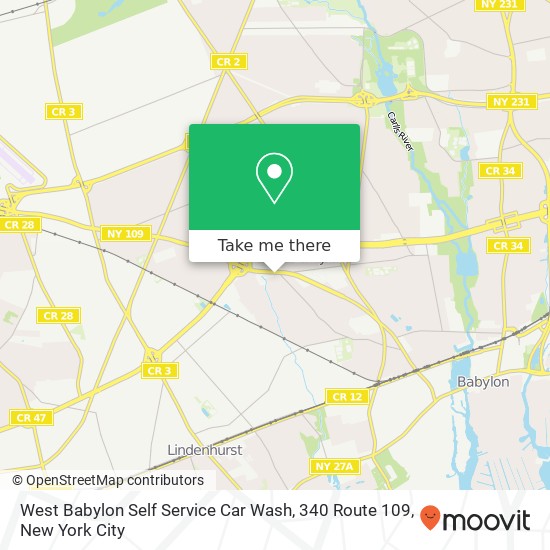 West Babylon Self Service Car Wash, 340 Route 109 map