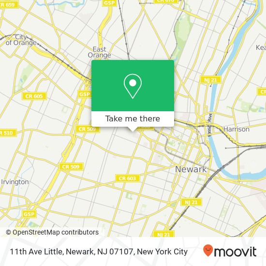 Mapa de 11th Ave Little, Newark, NJ 07107