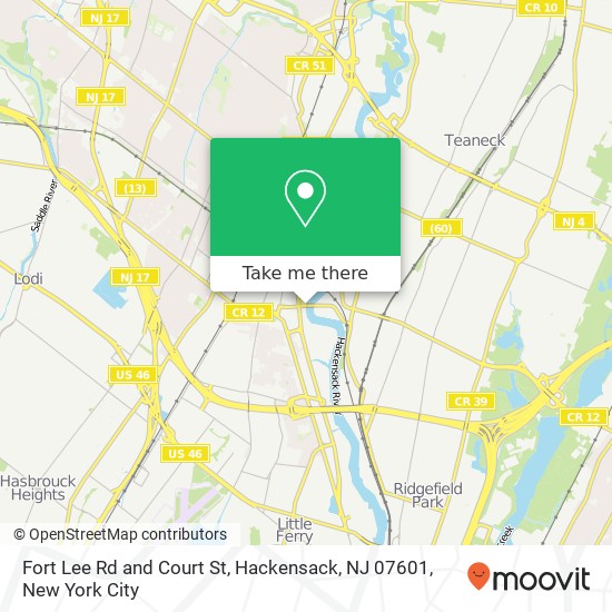Fort Lee Rd and Court St, Hackensack, NJ 07601 map