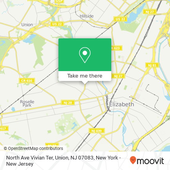 Mapa de North Ave Vivian Ter, Union, NJ 07083