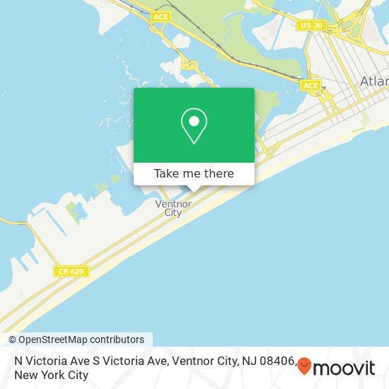 Mapa de N Victoria Ave S Victoria Ave, Ventnor City, NJ 08406