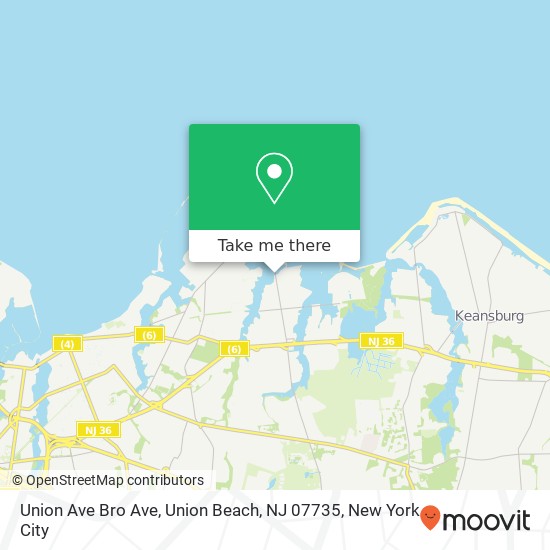 Mapa de Union Ave Bro Ave, Union Beach, NJ 07735