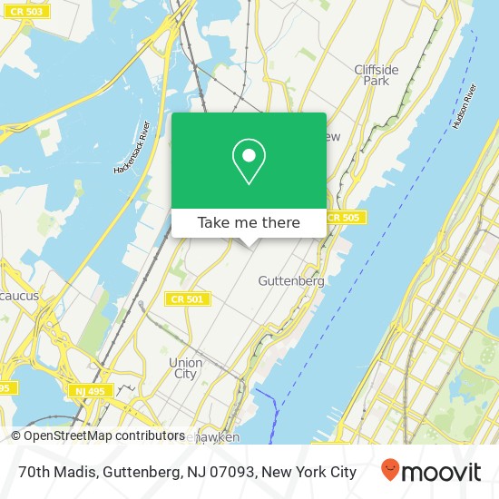 Mapa de 70th Madis, Guttenberg, NJ 07093