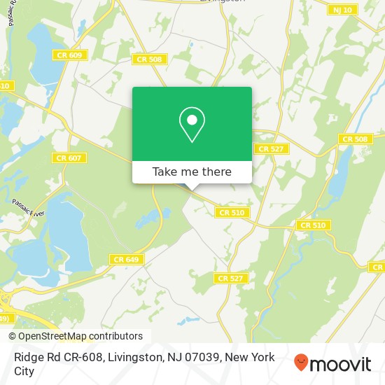 Mapa de Ridge Rd CR-608, Livingston, NJ 07039