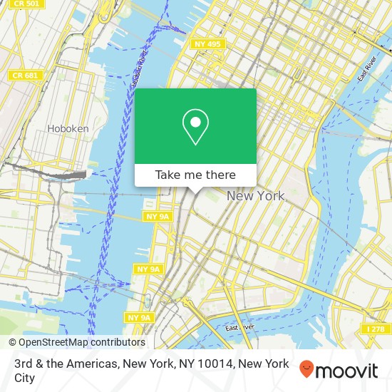 Mapa de 3rd & the Americas, New York, NY 10014