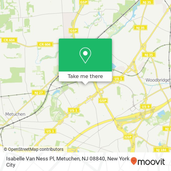 Isabelle Van Ness Pl, Metuchen, NJ 08840 map