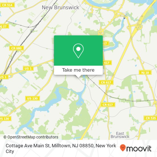 Mapa de Cottage Ave Main St, Milltown, NJ 08850