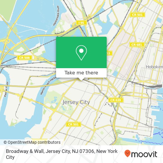 Mapa de Broadway & Wall, Jersey City, NJ 07306