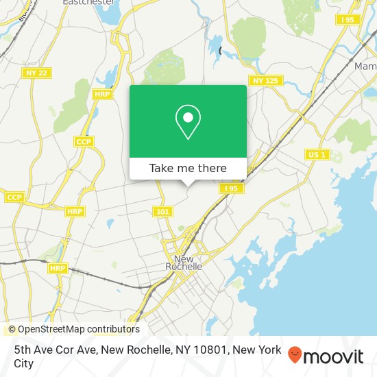 Mapa de 5th Ave Cor Ave, New Rochelle, NY 10801