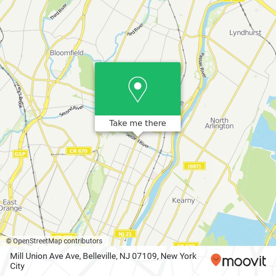 Mill Union Ave Ave, Belleville, NJ 07109 map