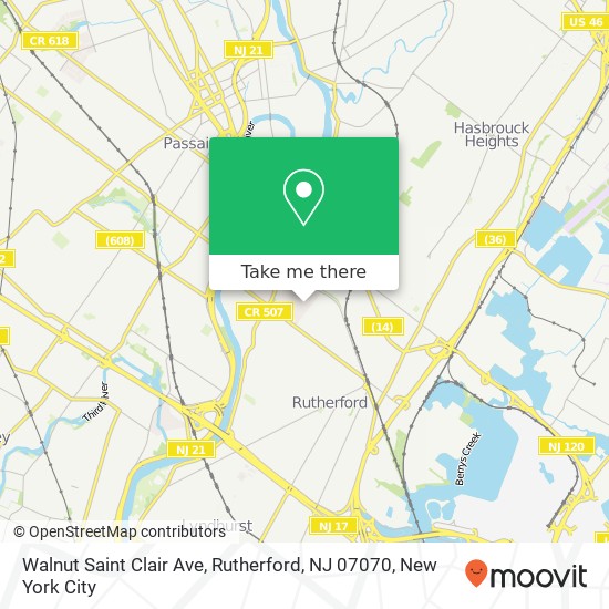 Mapa de Walnut Saint Clair Ave, Rutherford, NJ 07070