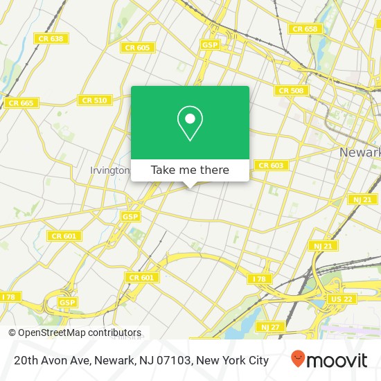 20th Avon Ave, Newark, NJ 07103 map