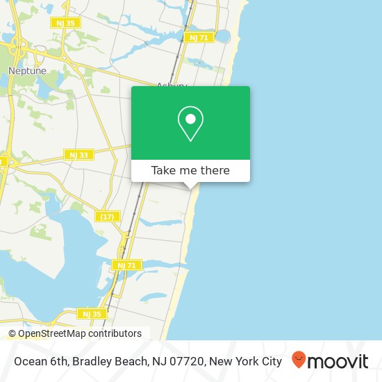 Mapa de Ocean 6th, Bradley Beach, NJ 07720