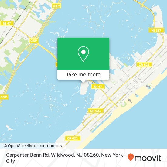 Mapa de Carpenter Benn Rd, Wildwood, NJ 08260