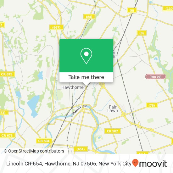Mapa de Lincoln CR-654, Hawthorne, NJ 07506