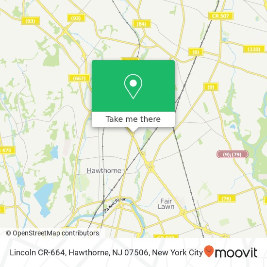 Mapa de Lincoln CR-664, Hawthorne, NJ 07506