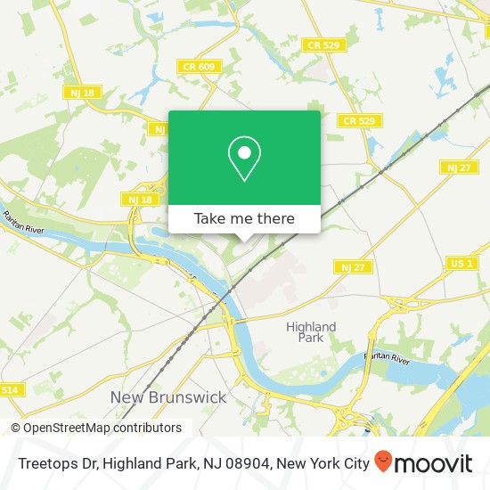Mapa de Treetops Dr, Highland Park, NJ 08904