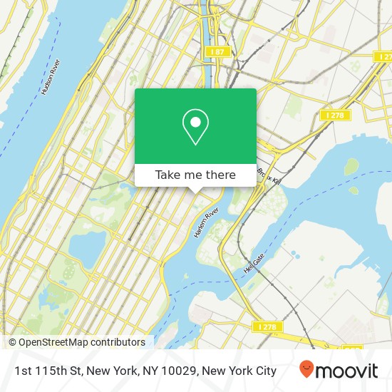 1st 115th St, New York, NY 10029 map