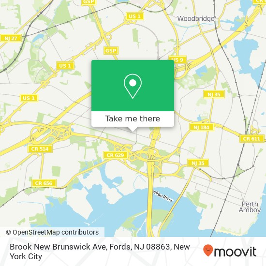 Mapa de Brook New Brunswick Ave, Fords, NJ 08863