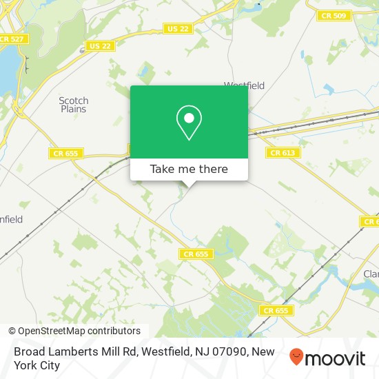 Mapa de Broad Lamberts Mill Rd, Westfield, NJ 07090