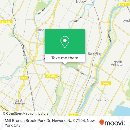 Mapa de Mill Branch Brook Park Dr, Newark, NJ 07104