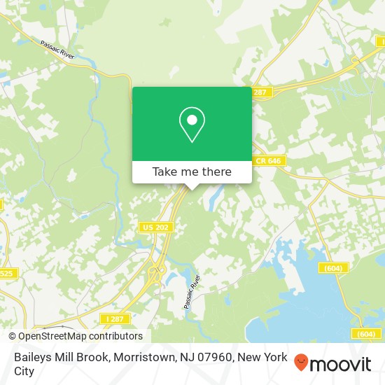 Mapa de Baileys Mill Brook, Morristown, NJ 07960