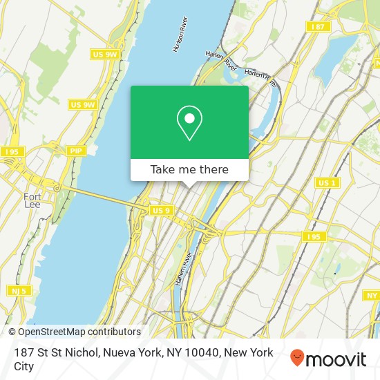 Mapa de 187 St St Nichol, Nueva York, NY 10040