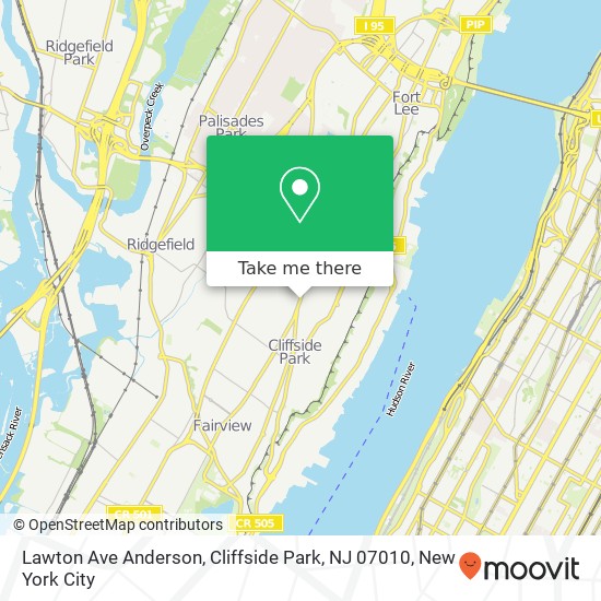 Mapa de Lawton Ave Anderson, Cliffside Park, NJ 07010