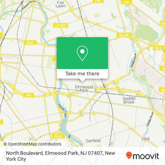 Mapa de North Boulevard, Elmwood Park, NJ 07407