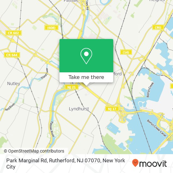 Mapa de Park Marginal Rd, Rutherford, NJ 07070