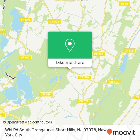 Mapa de Whi Rd South Orange Ave, Short Hills, NJ 07078