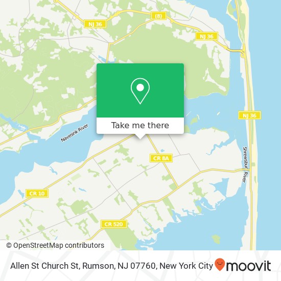Mapa de Allen St Church St, Rumson, NJ 07760