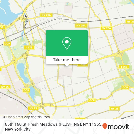 Mapa de 65th 160 St, Fresh Meadows (FLUSHING), NY 11365